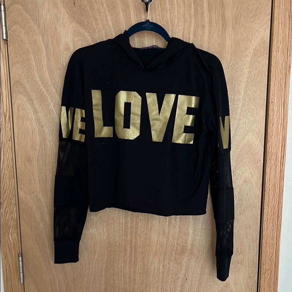Black Hoodie with Gold LOVE Print